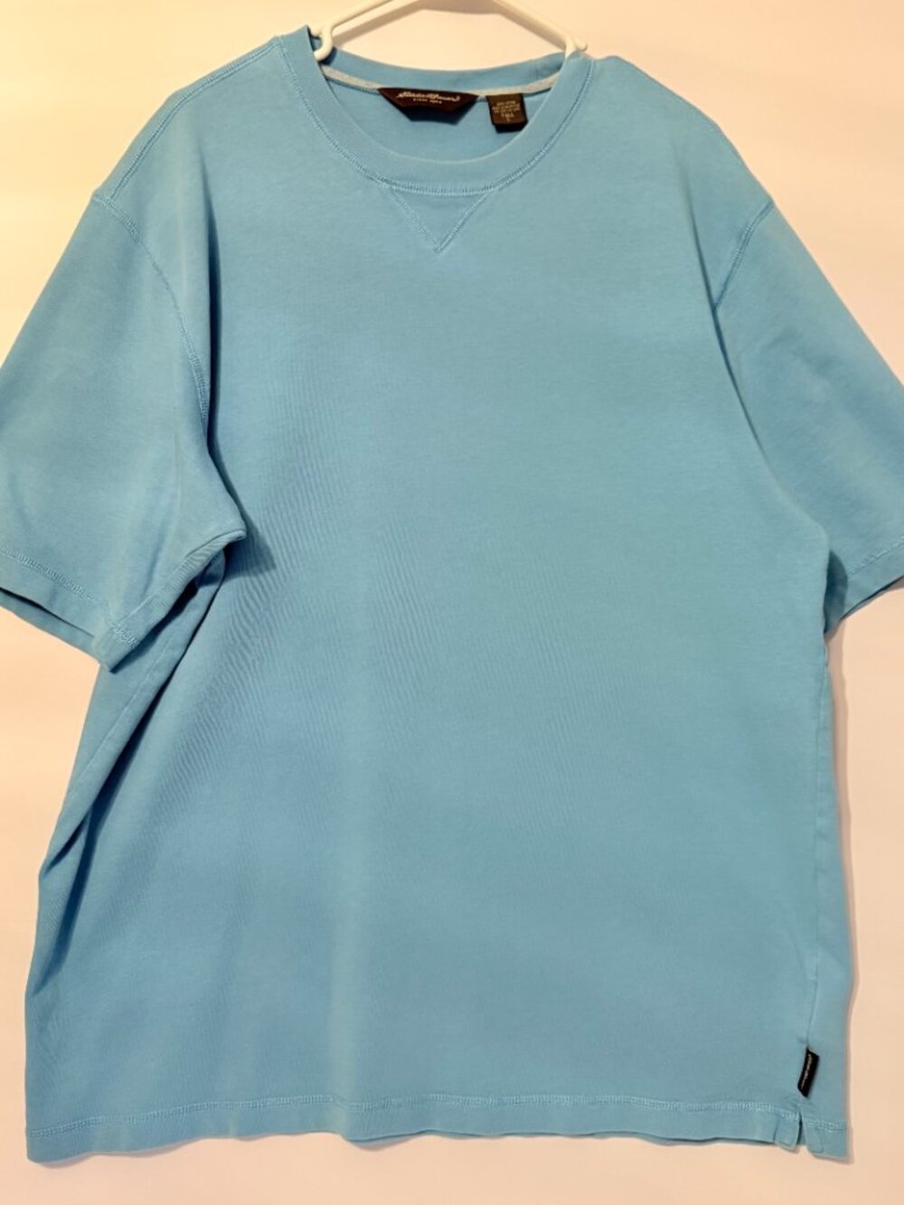 Eddie Bauer Men's Large Tall LT Blue Crew Neck Short Sleeve T-Shirt 100% Cotton
